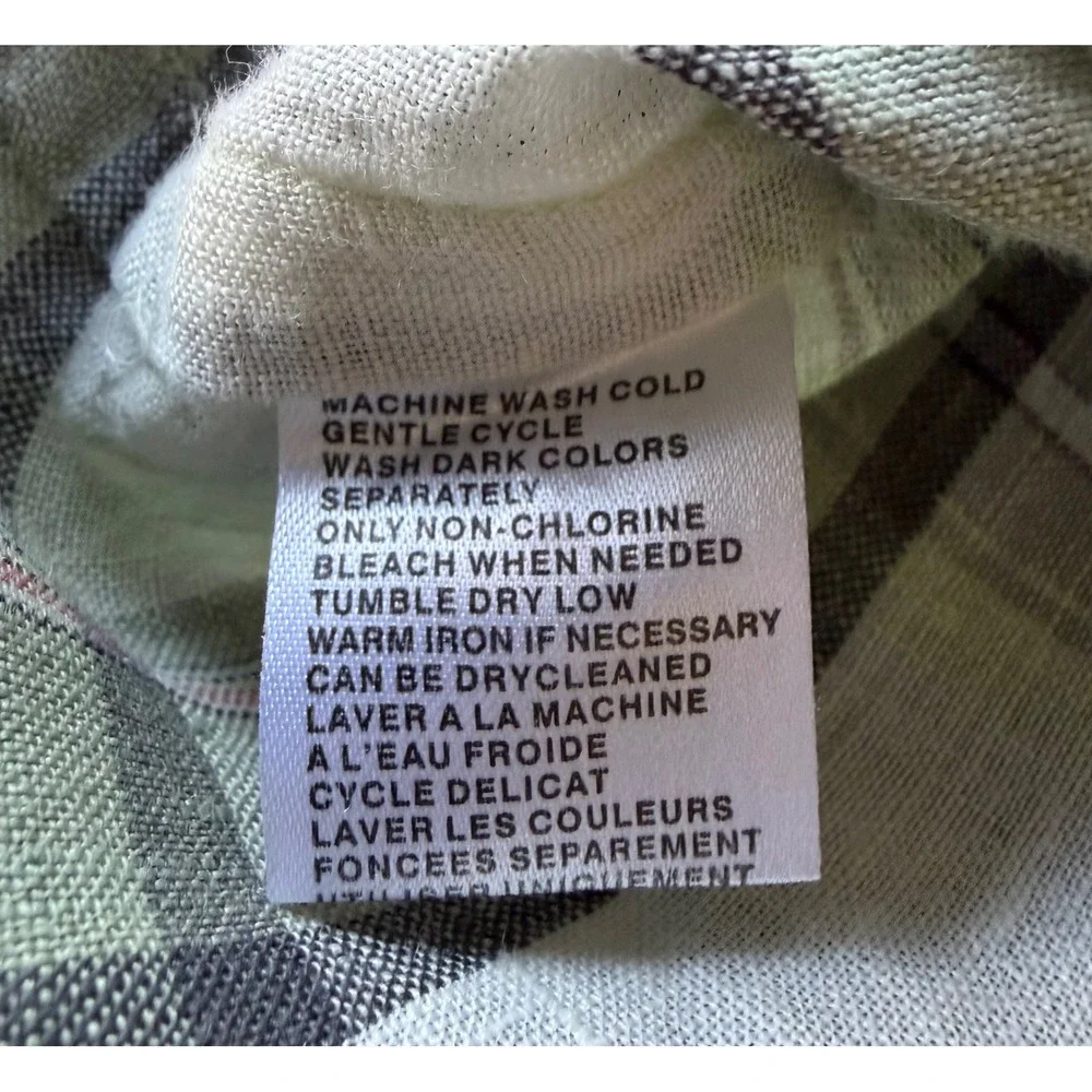 Tommy Bahama Men‎ L 100% Linen Plaid Short Sleeve Button Down Camp Shirt Green